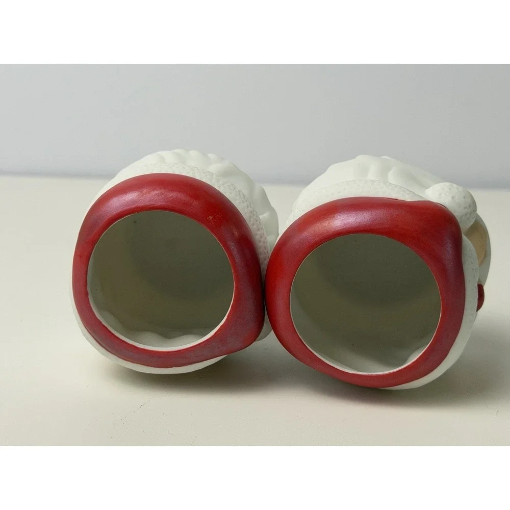 Hallmark Ceramic Santa Claus Head Votive Candle Holder MCM Pair Of VTG 1970s